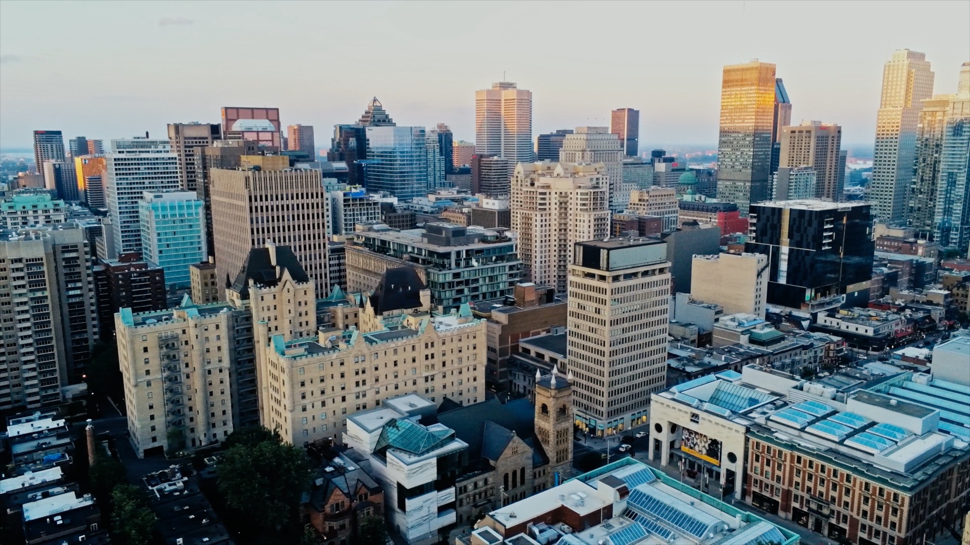 arial view of a central business district